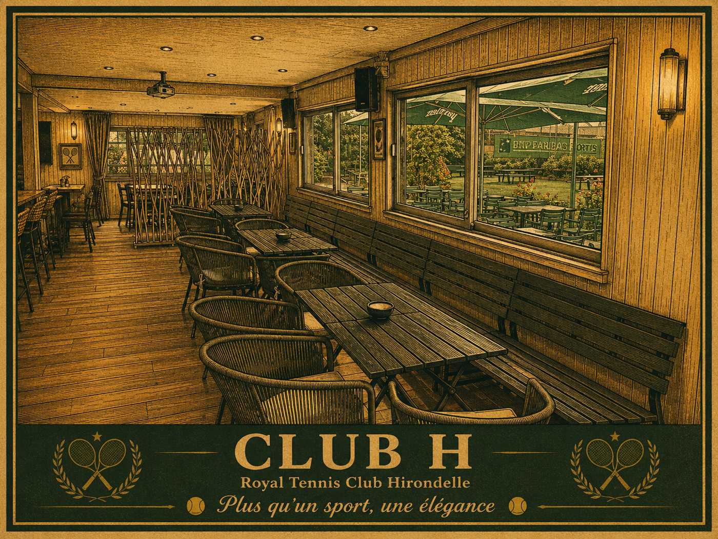 Club H — illustration intérieure vintage